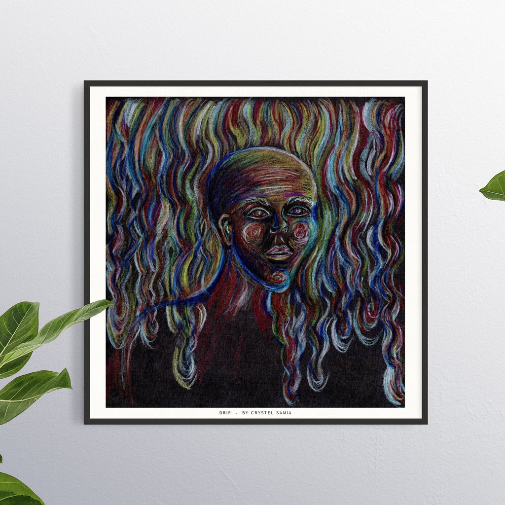 Drip - Limited Print from Original Hand - Painted Color Pencil Artwork - Crystel Samia Universe - Art Print - 