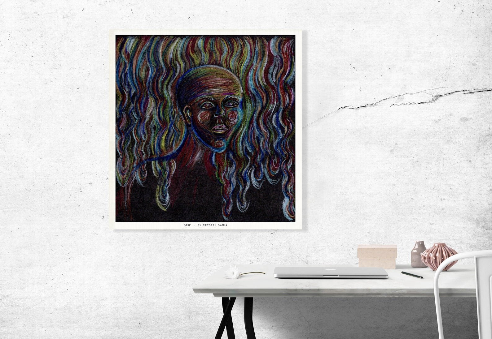 Drip - Limited Print from Original Hand - Painted Color Pencil Artwork - Crystel Samia Universe - Art Print - 
