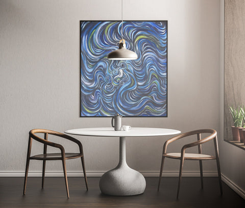 The Blue Dance - Limited Art Print from Original Acrylic on Canvas Painting - Crystel Samia Universe