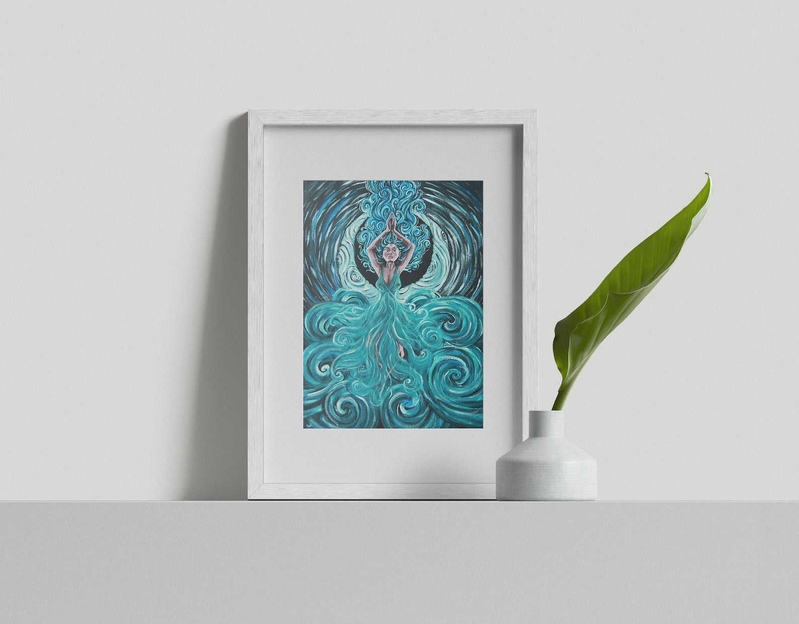 The Goddess of the Moon and Sea - Limited Art Prints from Original Acrylic on Canvas Painting - Crystel Samia Universe