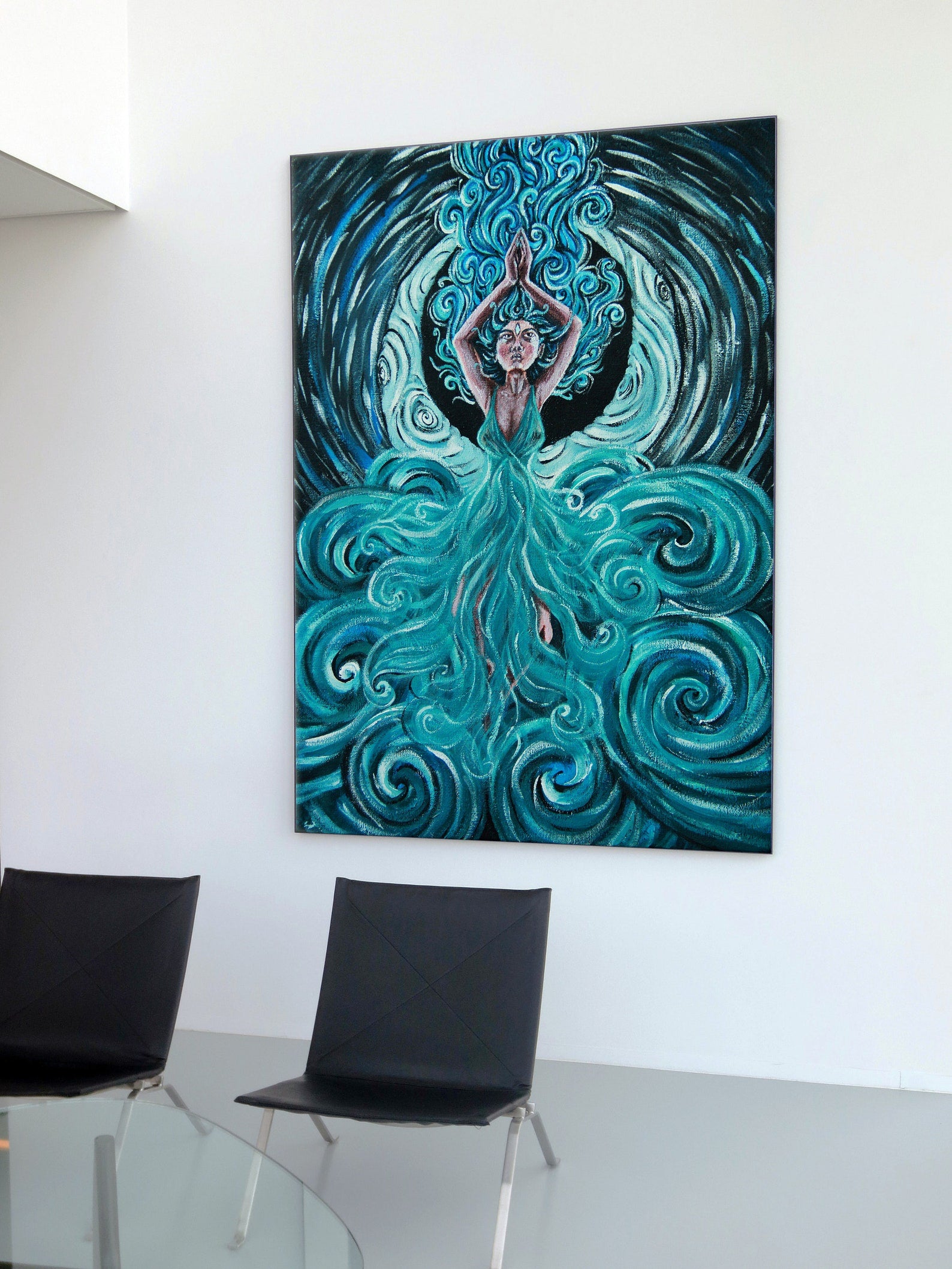 The Goddess of the Moon and Sea - Limited Art Prints from Original Acrylic on Canvas Painting - Crystel Samia Universe