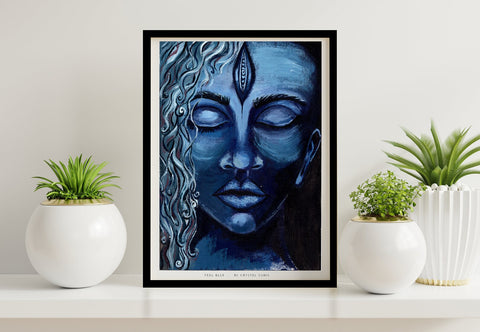 "Feel Blues" limited Art Print Artwork line Art patterns colorful Signed by Artist organic visionary home decoration wall hangings Acrylic Portrait