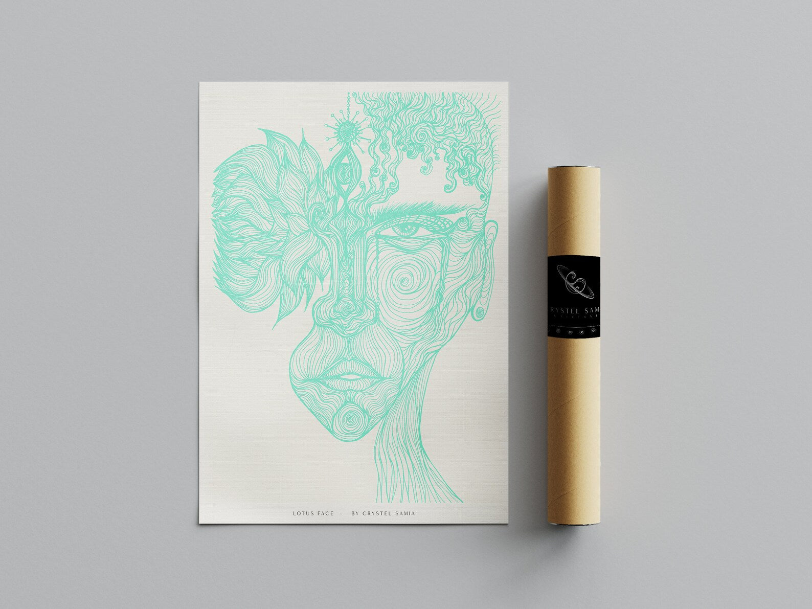 Lotus Face - Limited Print from Original Hand Drawn Line Art - Crystel Samia Universe