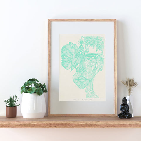 Lotus Face - Limited Print from Original Hand Drawn Line Art - Crystel Samia Universe