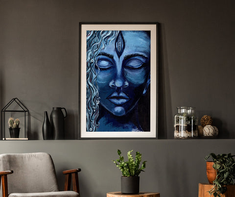 "Feel Blues" limited Art Print Artwork line Art patterns colorful Signed by Artist organic visionary home decoration wall hangings Acrylic Portrait