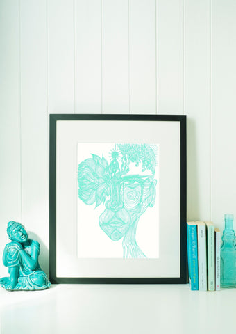 Lotus Face - Limited Print from Original Hand Drawn Line Art - Crystel Samia Universe