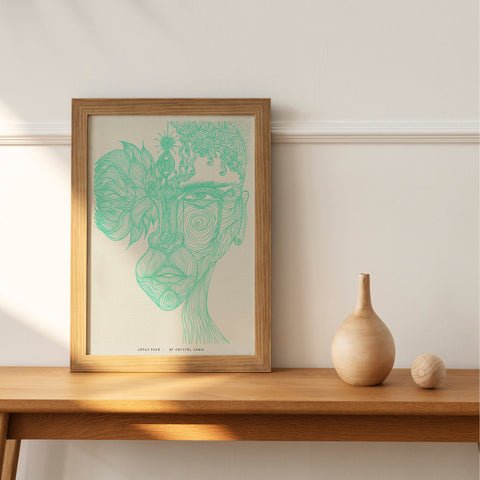 Lotus Face - Limited Print from Original Hand Drawn Line Art - Crystel Samia Universe