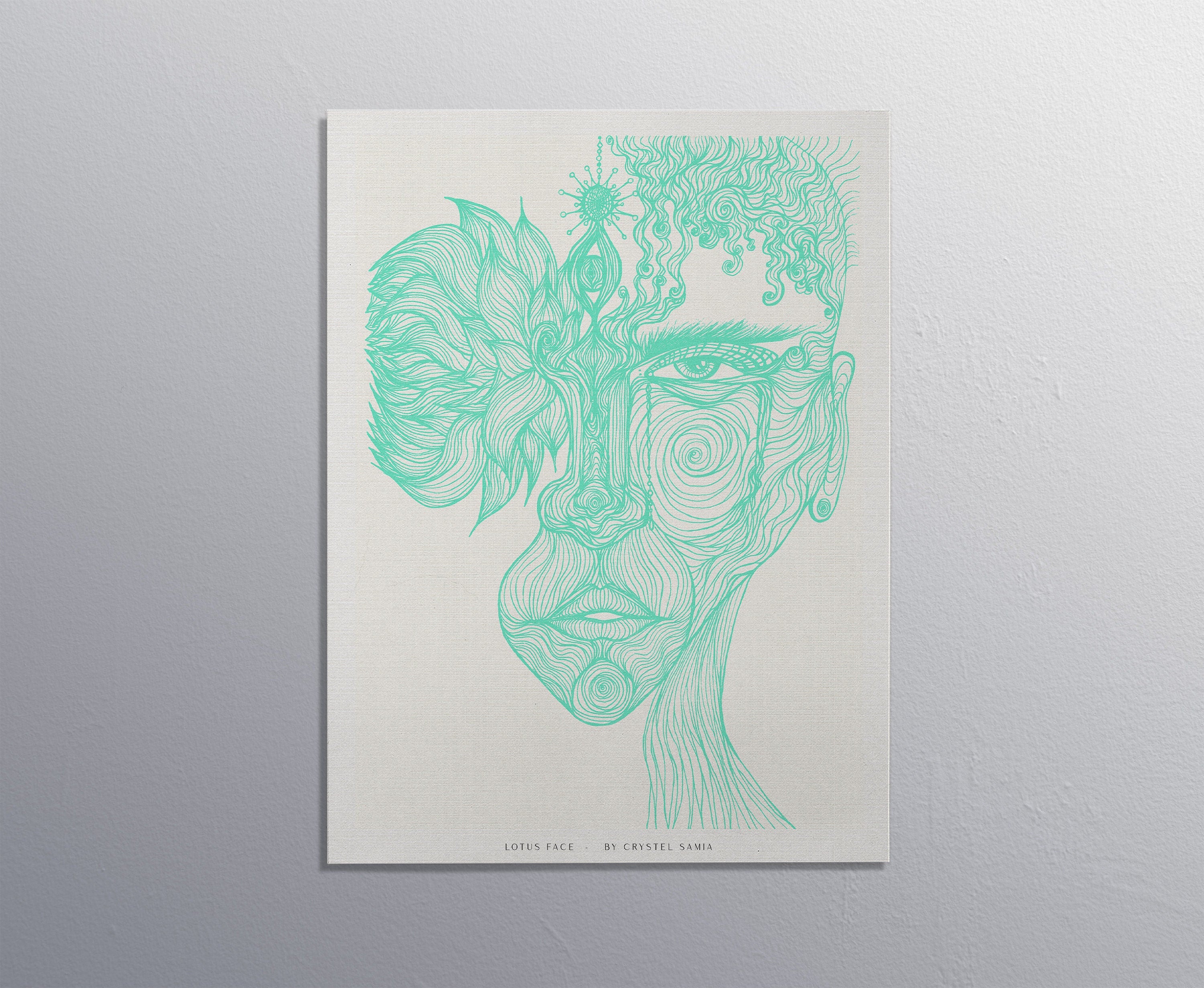 Lotus Face - Limited Print from Original Hand Drawn Line Art - Crystel Samia Universe