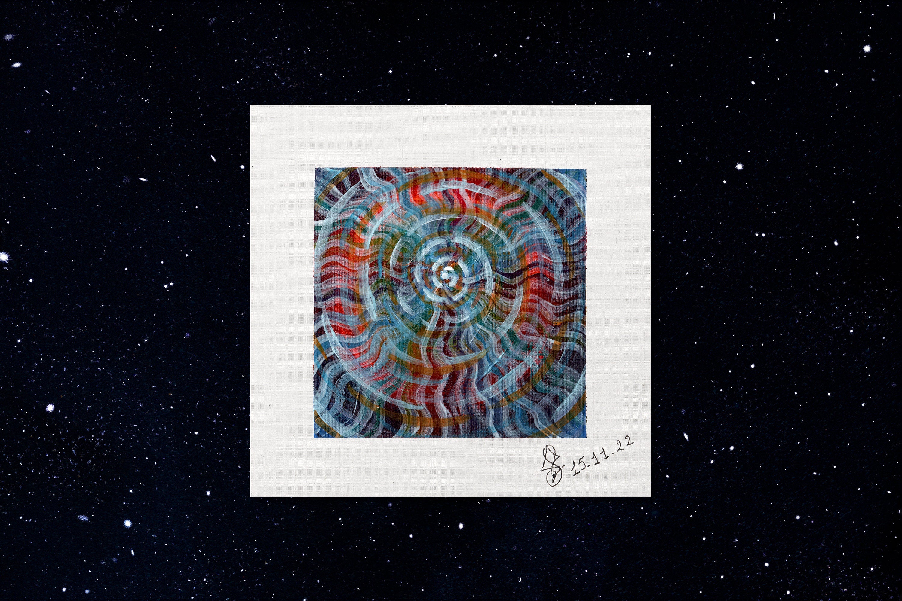 Pocket Portals: Portal NºV - Original Acrylic on Canvas Paper | 11x11 cm | 4,3x4,3" - Crystel Samia Universe