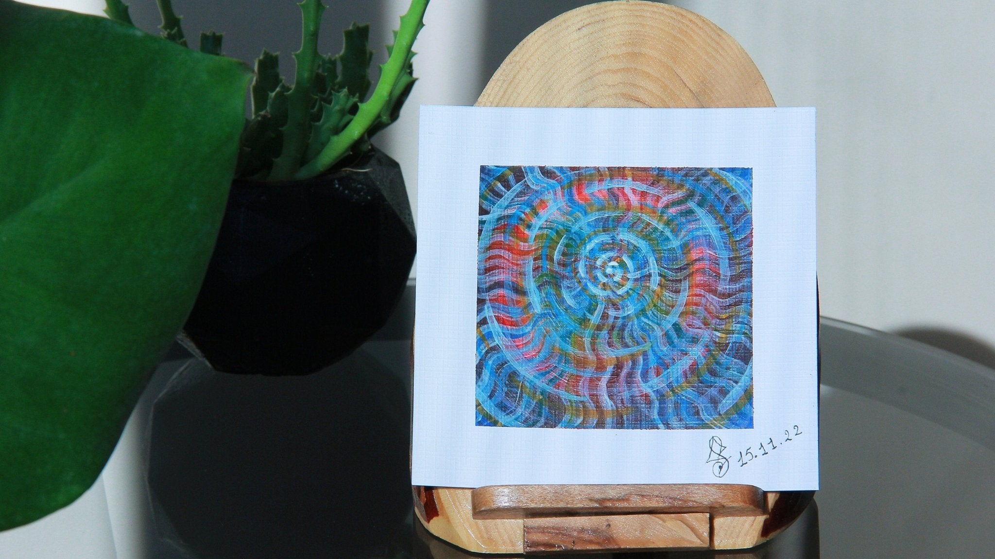 Pocket Portals: Portal NºV - Original Acrylic on Canvas Paper | 11x11 cm | 4,3x4,3" - Crystel Samia Universe - Original Acrylic on Paper - 