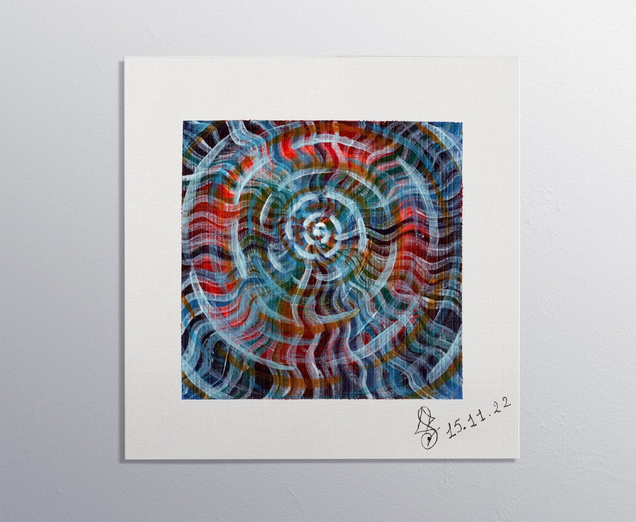 Pocket Portals: Portal NºV - Original Acrylic on Canvas Paper | 11x11 cm | 4,3x4,3" - Crystel Samia Universe - Original Acrylic on Paper - 