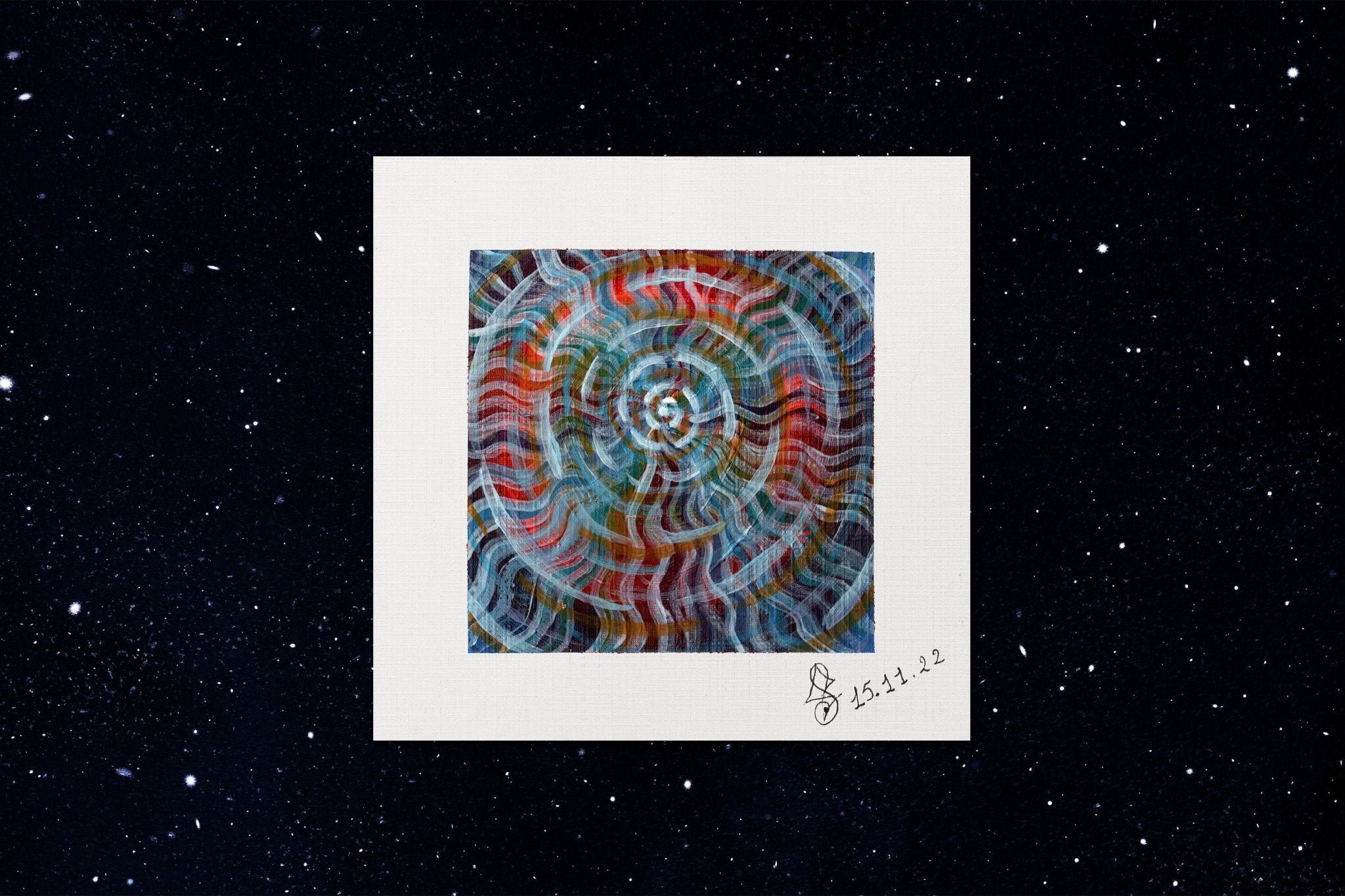 Pocket Portals: Portal NºV - Original Acrylic on Canvas Paper | 11x11 cm | 4,3x4,3" - Crystel Samia Universe - Original Acrylic on Paper - 