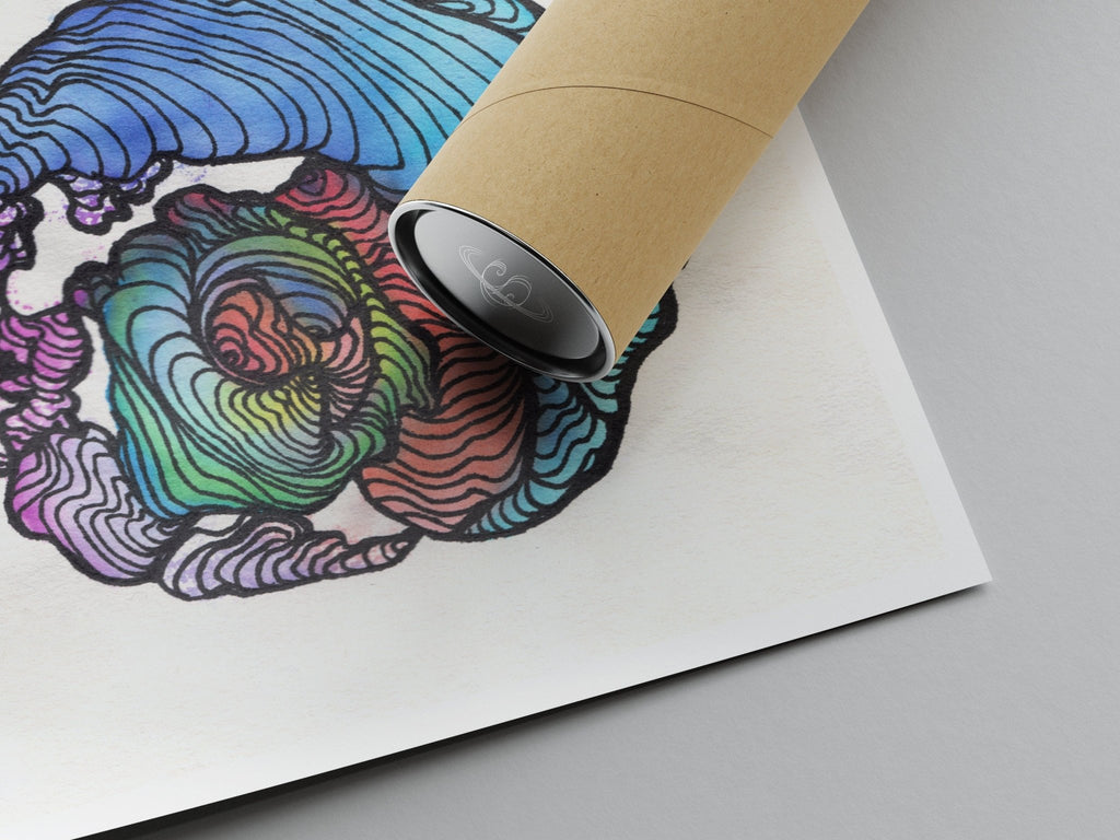 WORMLOOP - Limited Print from Original Hand - Painted Watercolor and Line Art Artwork - Crystel Samia Universe - Art Print - 