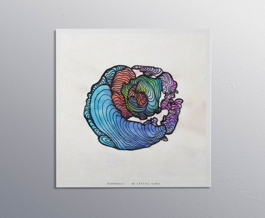WORMLOOP - Limited Print from Original Hand - Painted Watercolor and Line Art Artwork - Crystel Samia Universe - Art Print - 