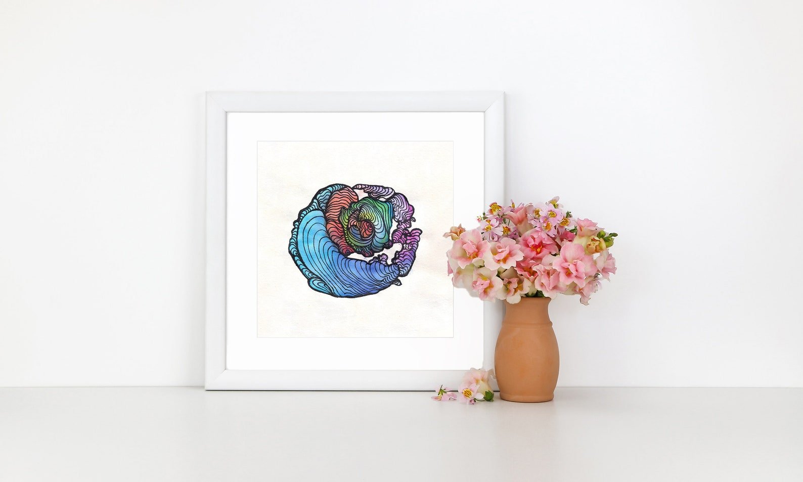 WORMLOOP - Limited Print from Original Hand - Painted Watercolor and Line Art Artwork - Crystel Samia Universe - Art Print - 