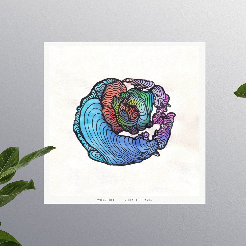 WORMLOOP - Limited Print from Original Hand - Painted Watercolor and Line Art Artwork - Crystel Samia Universe - Art Print - 