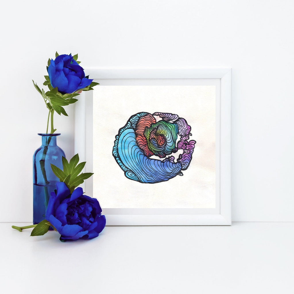 WORMLOOP - Limited Print from Original Hand - Painted Watercolor and Line Art Artwork - Crystel Samia Universe - Art Print - 