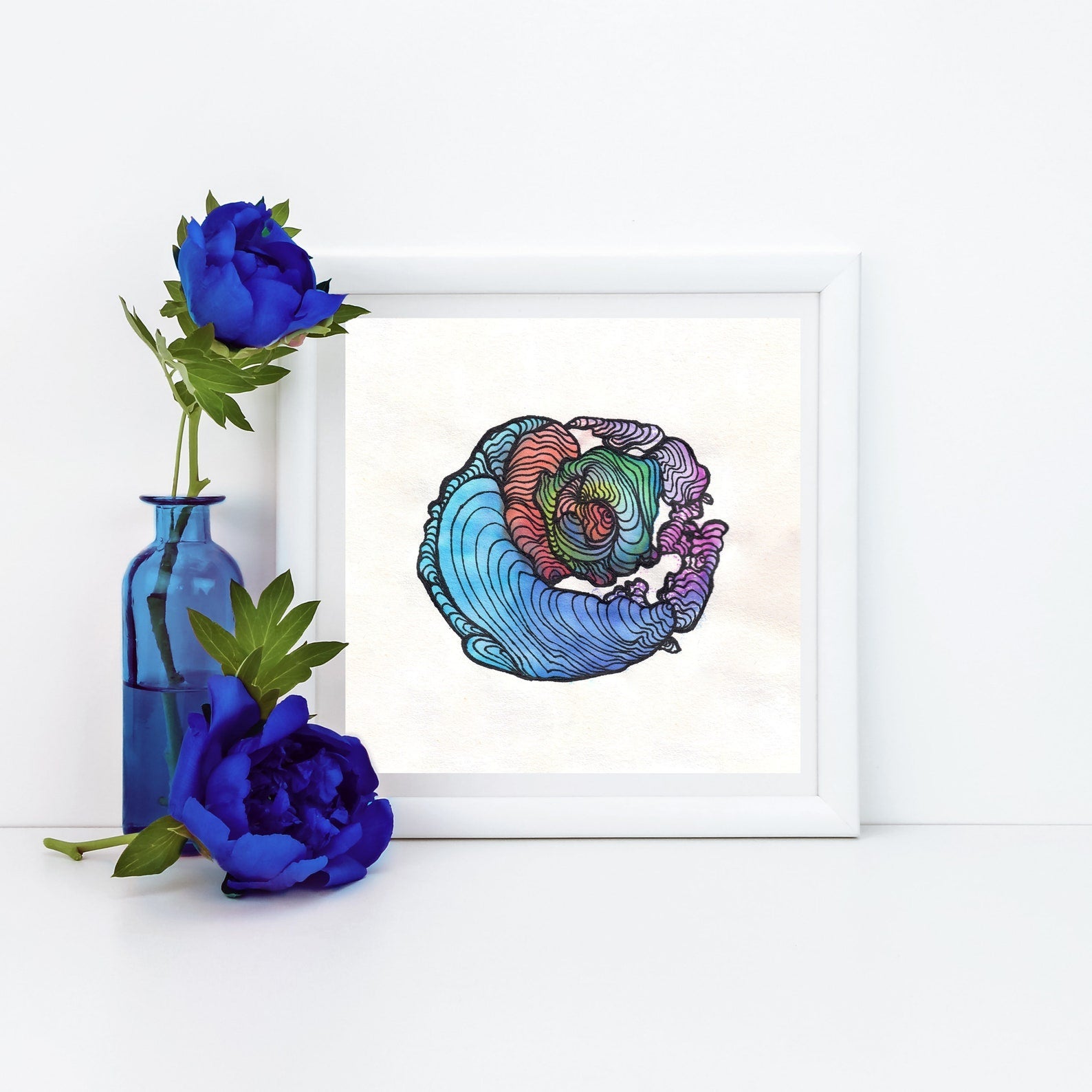 WORMLOOP - Limited Print from Original Hand - Painted Watercolor and Line Art Artwork - Crystel Samia Universe - Art Print - 