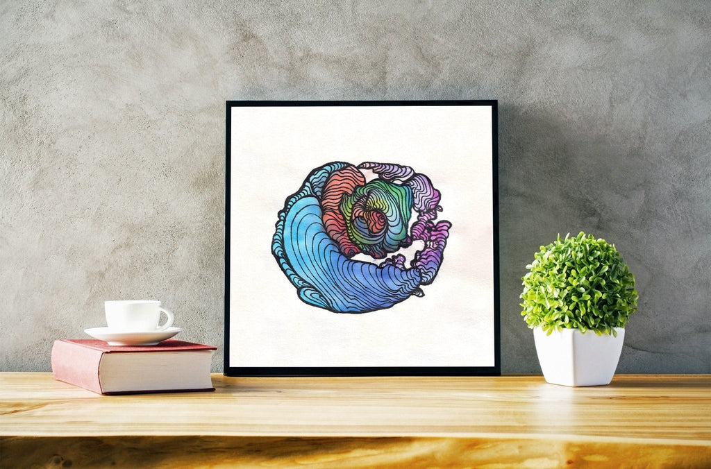 WORMLOOP - Limited Print from Original Hand - Painted Watercolor and Line Art Artwork - Crystel Samia Universe - Art Print - 